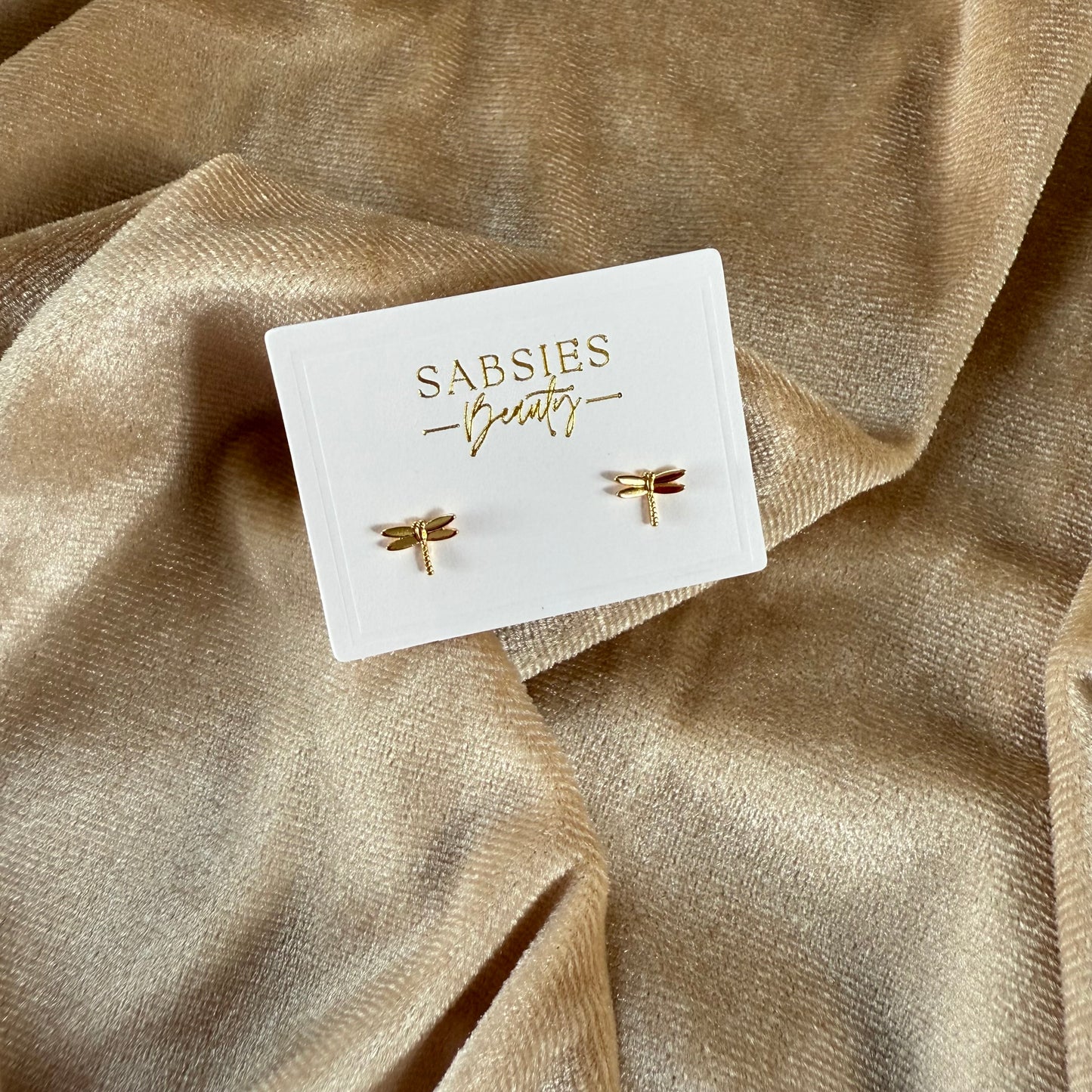 Dainty Dragonfly 18k Gold Plated Stud