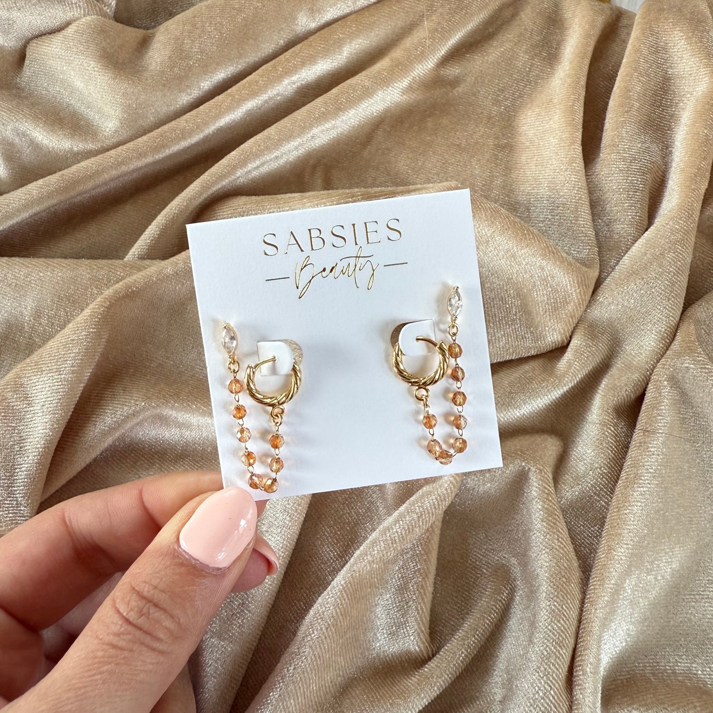 Auburn Crystal 18k Gold Plated Double Stud