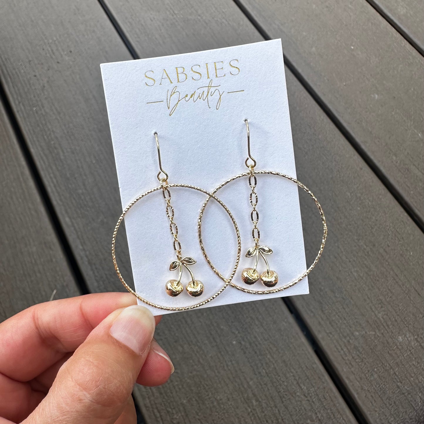 Gold Cherry Dangle Earring