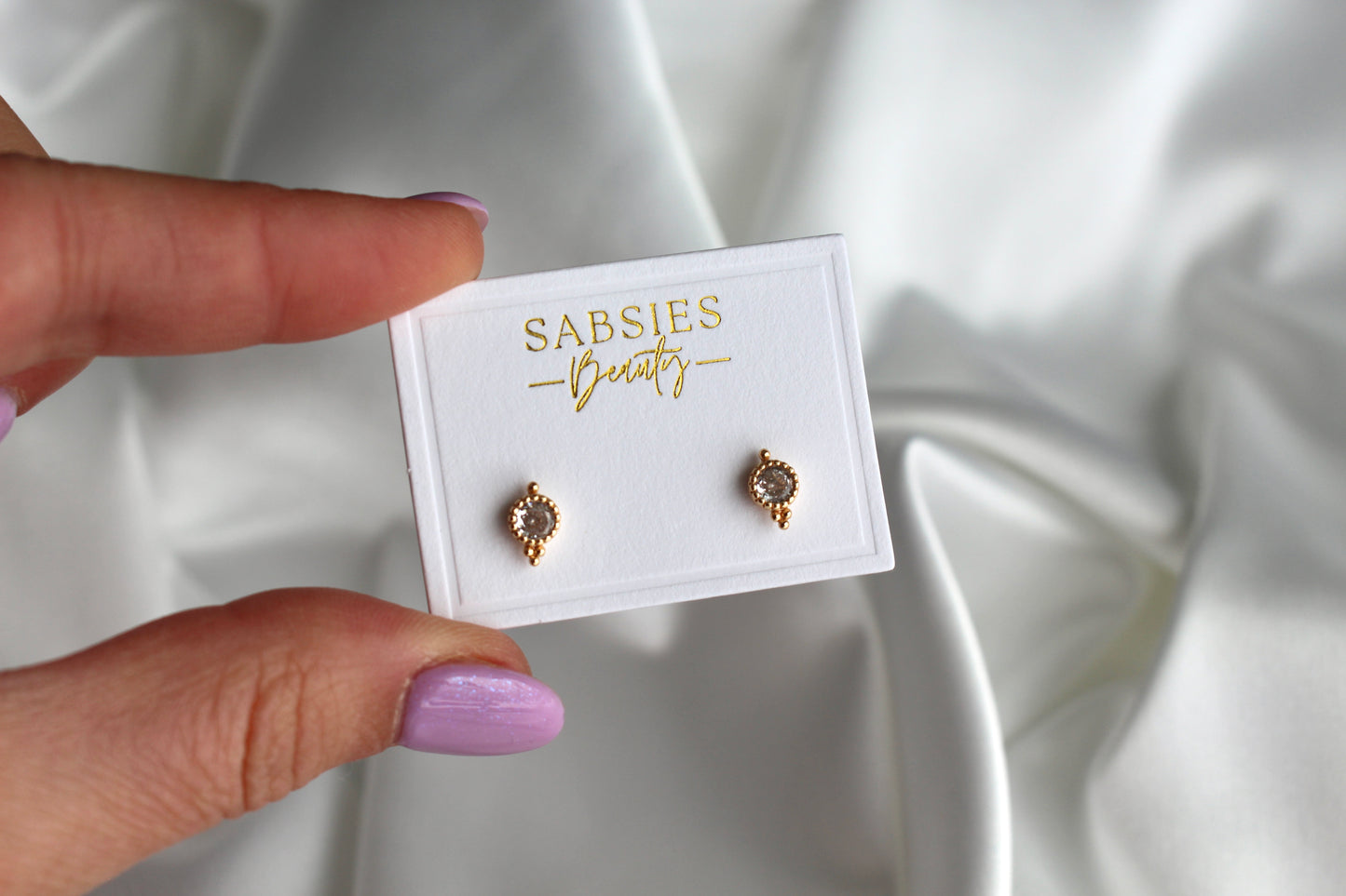 Modern Cz Pave Stud 18k Gold Plated