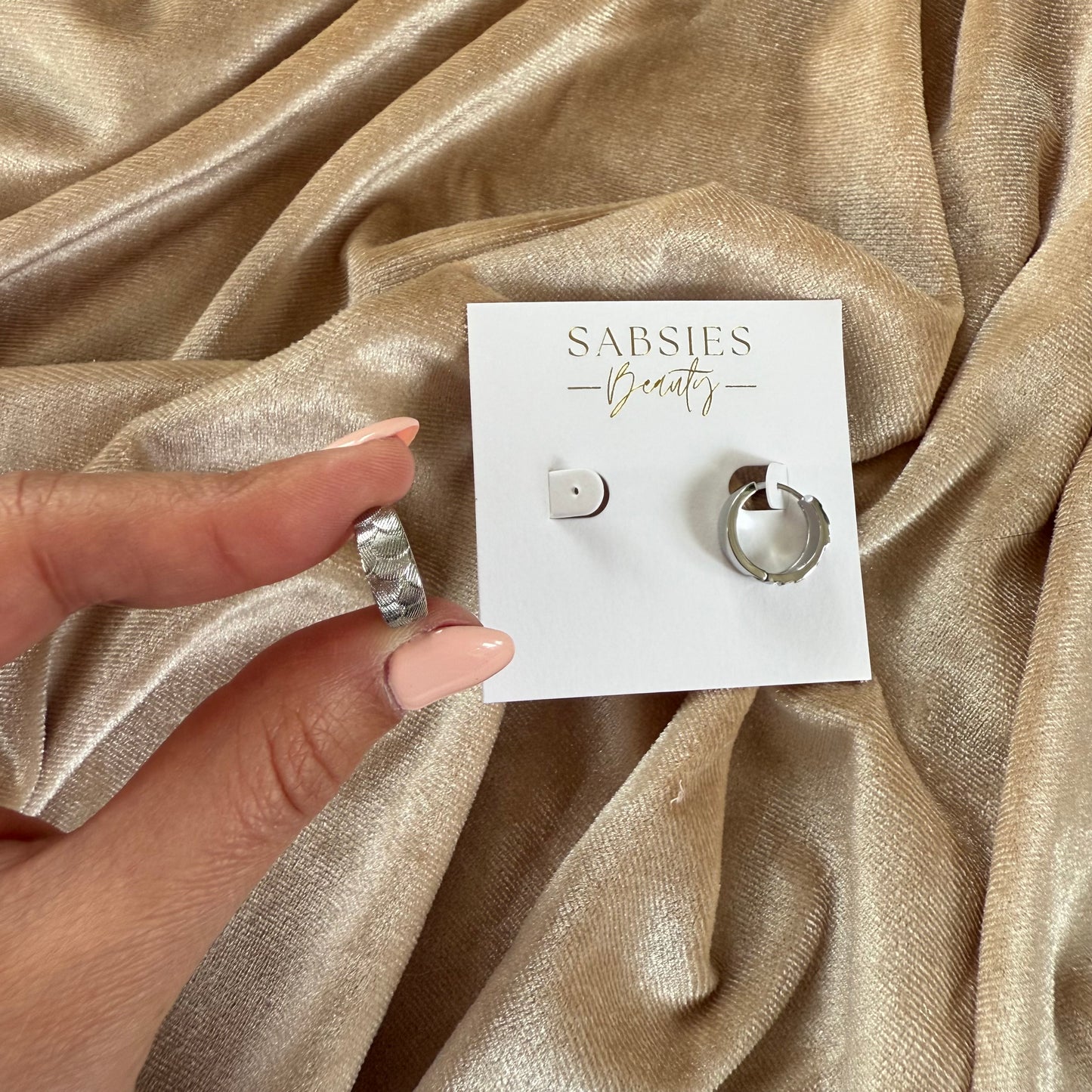 Scales Chunky Rhodium Plated Huggie