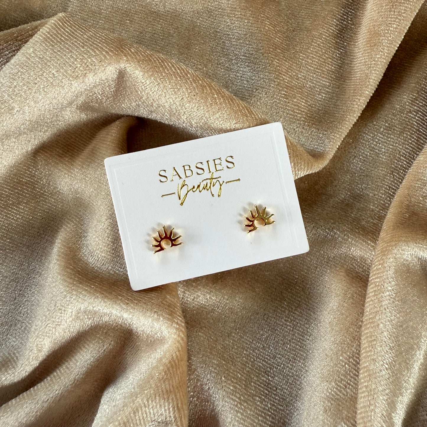 Half Sun 18k Gold Plated Stud