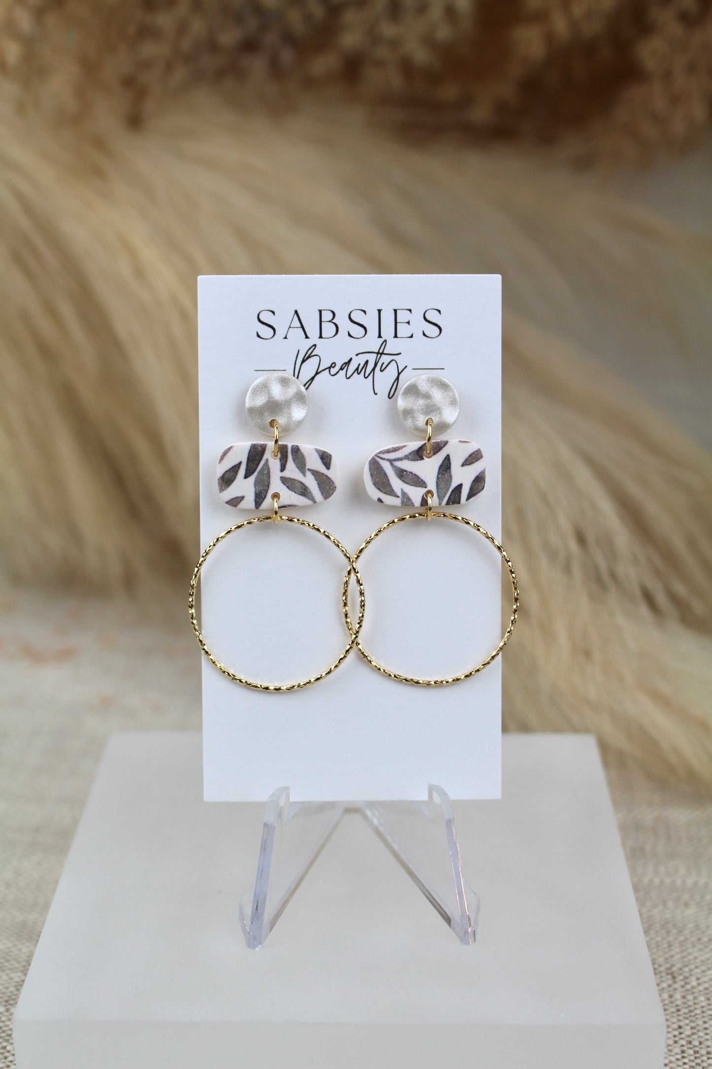Leaves Stacked Hoop Dangle