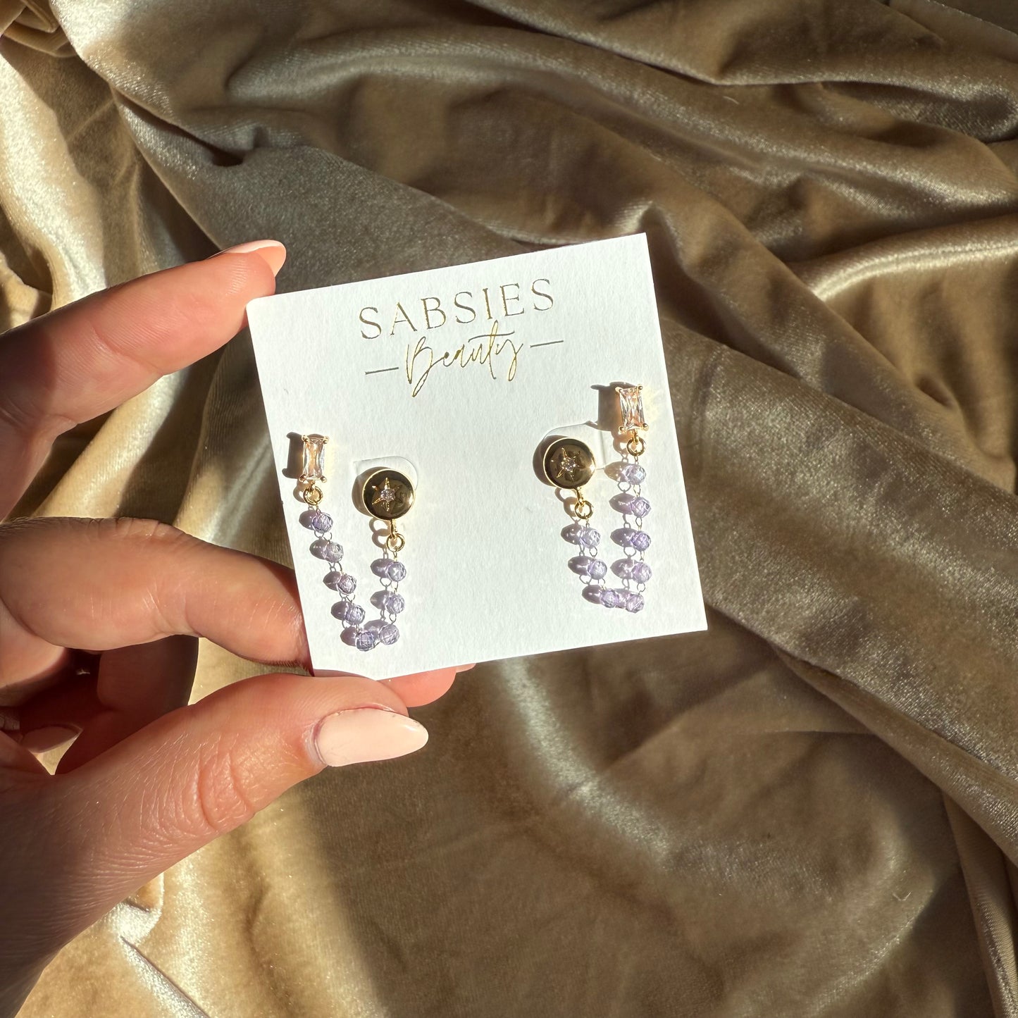 Purple 18k Gold Plated Star Double Stud