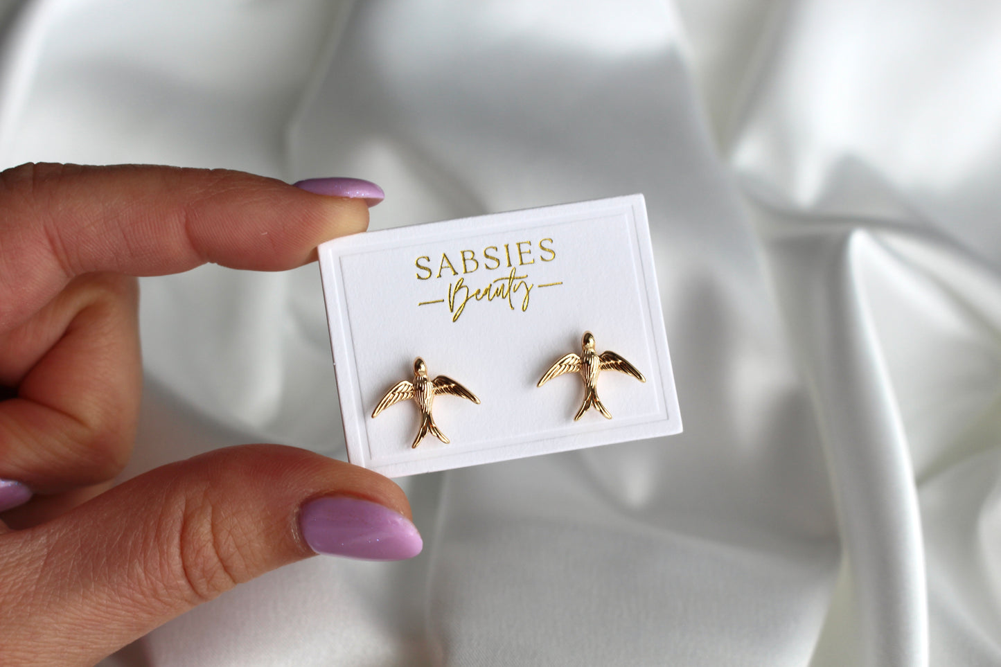 Flying Bird 18k Gold Plated Stud