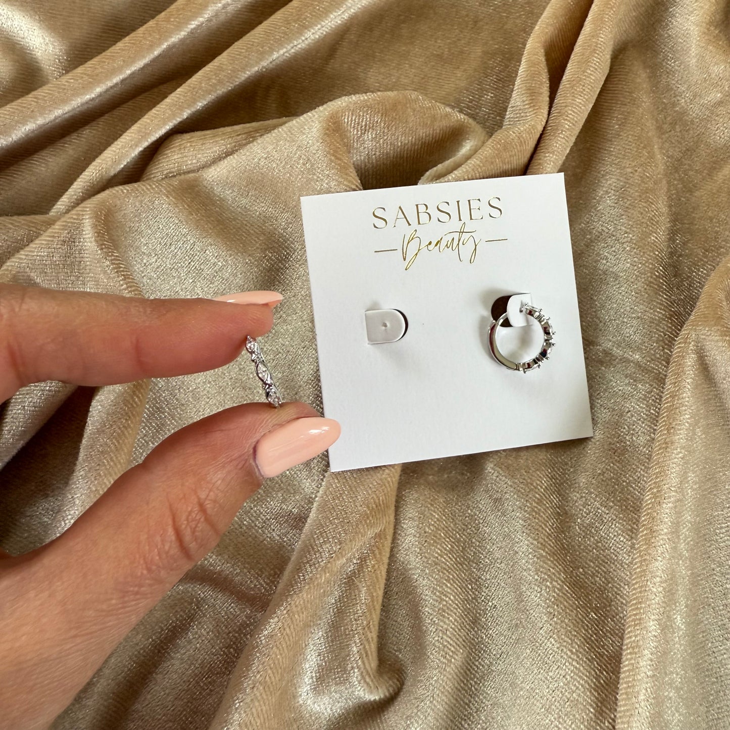 Sparkle Huggie Rhodium Plated