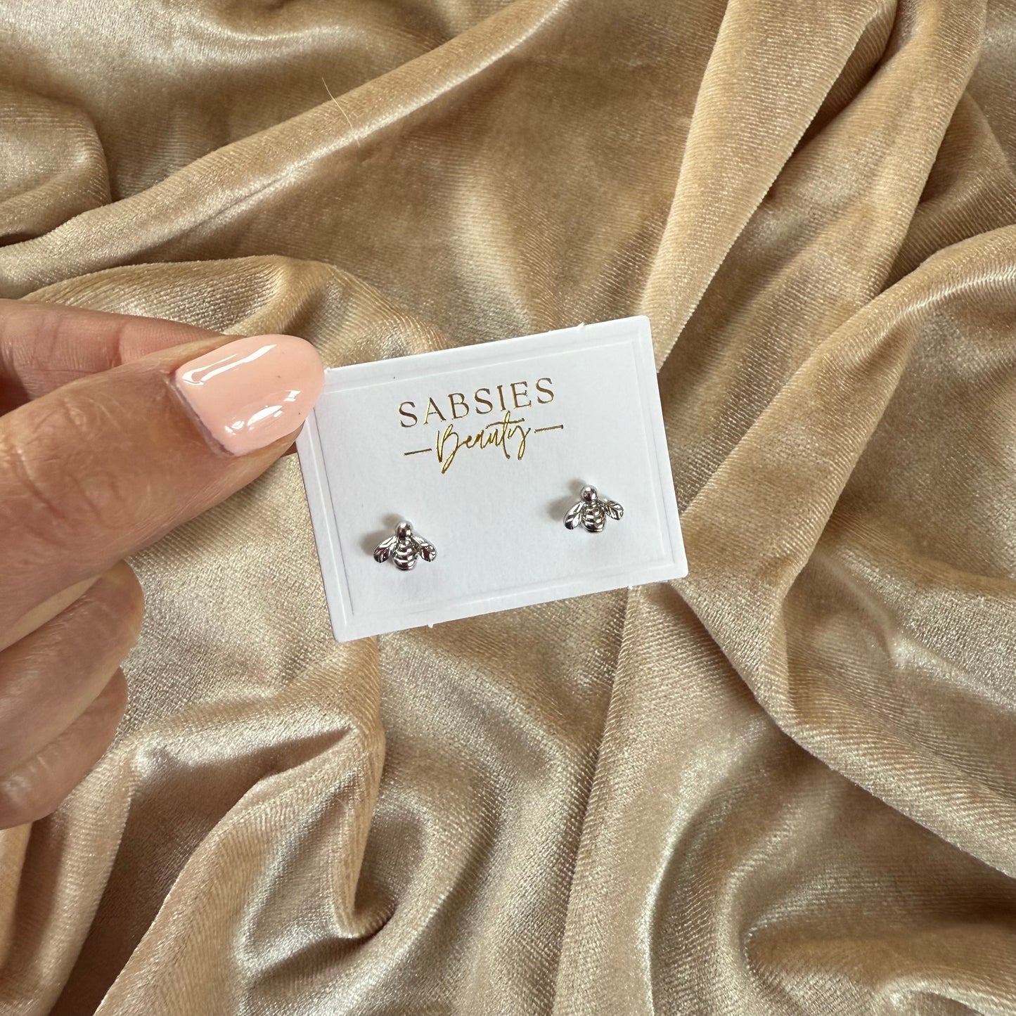 Bee Stud Rhodium Plated