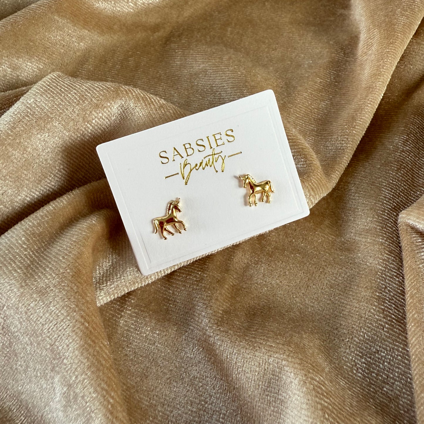 Unicorn 18k Gold Plated Stud