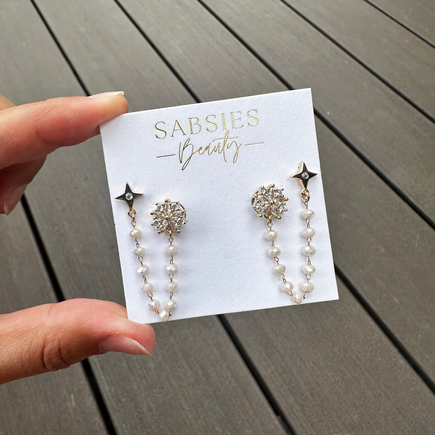 Fancy Gold Crystal Double Stud