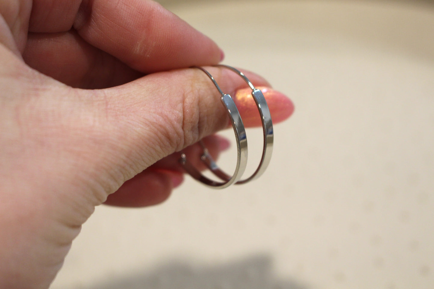 Large Rhodium Plated Hoop