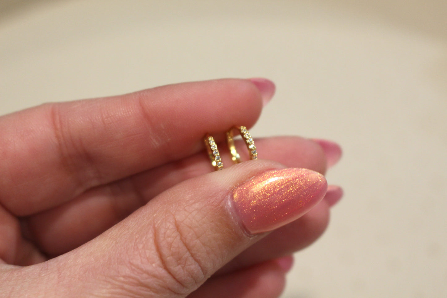 Small Crystal Studded 18k Gold Plated Huggie