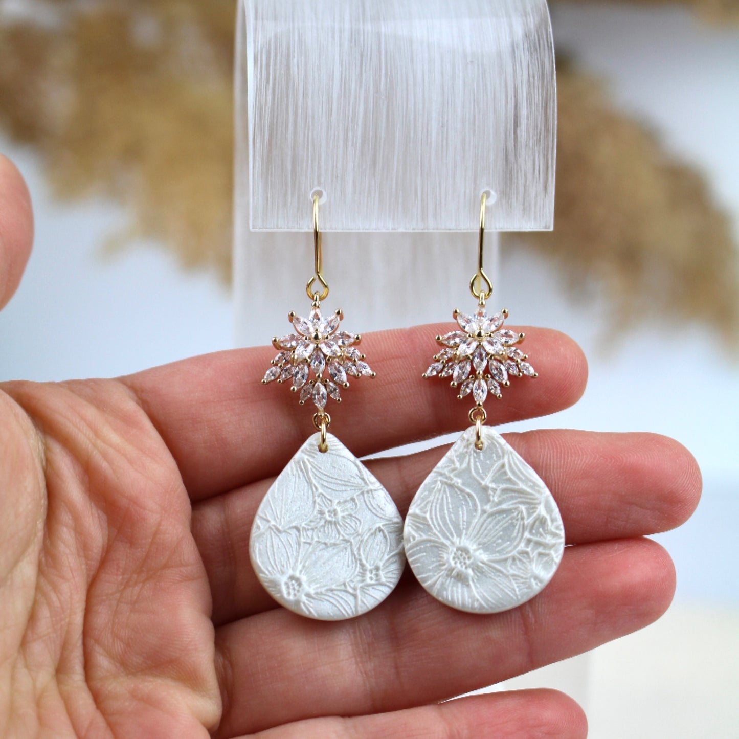 Pearl Patterned CZ Crystal Dangle