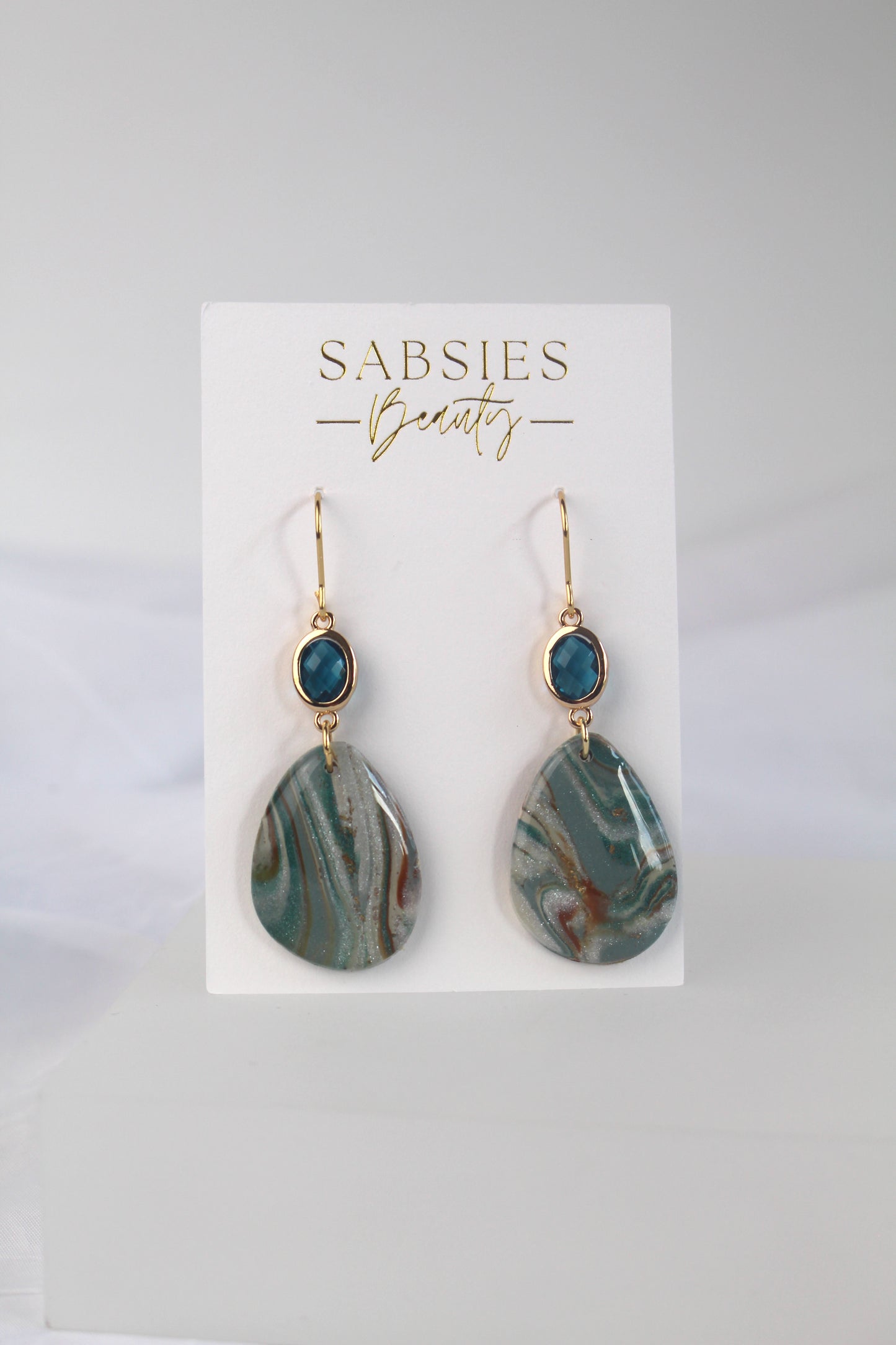 Teal Marble Dangle