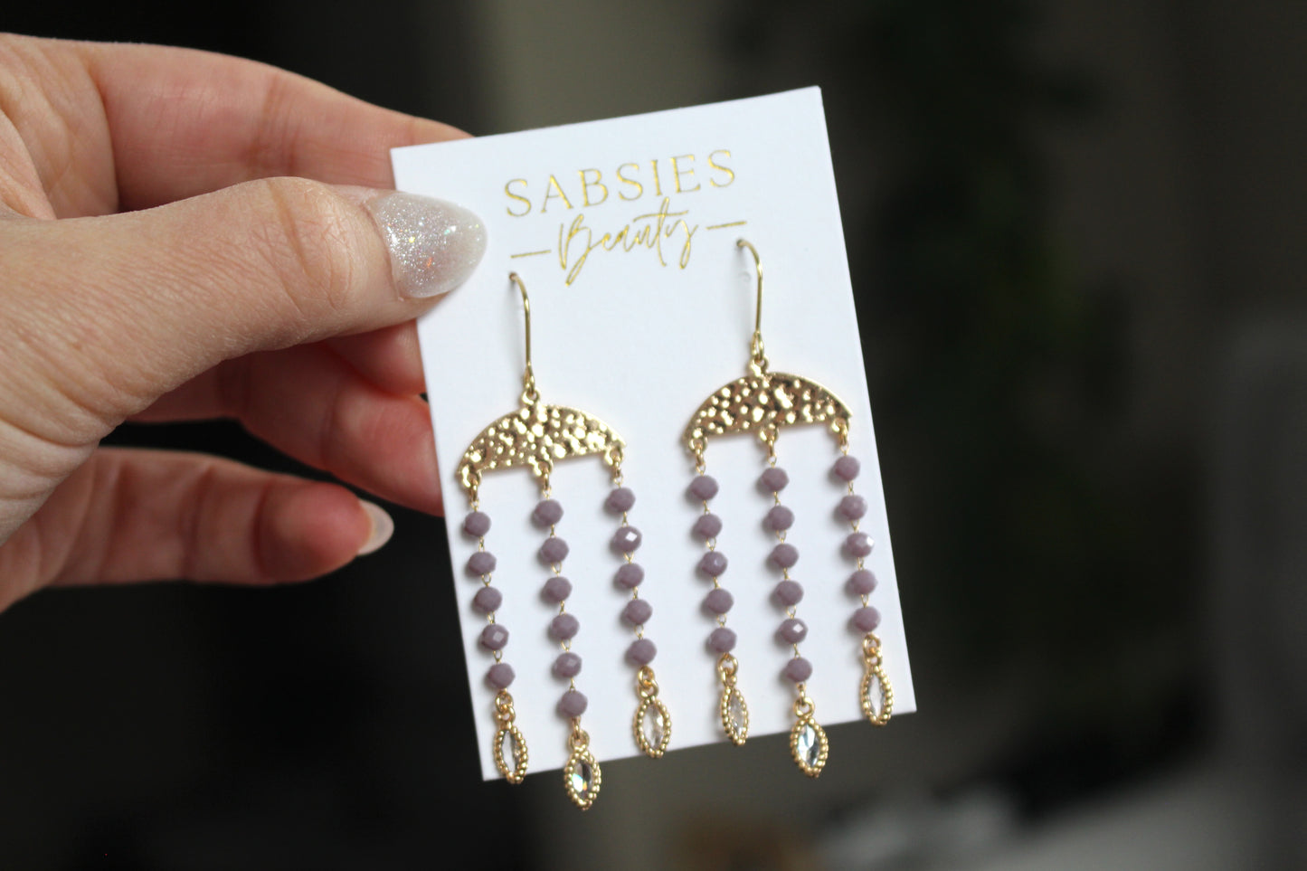 Hammered Gold and Purple Chain Dangle