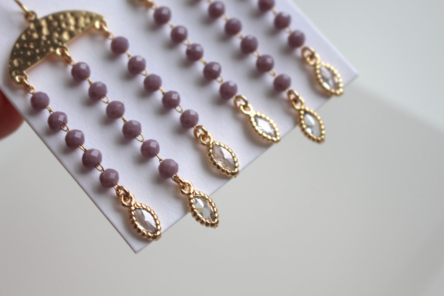 Hammered Gold and Purple Chain Dangle