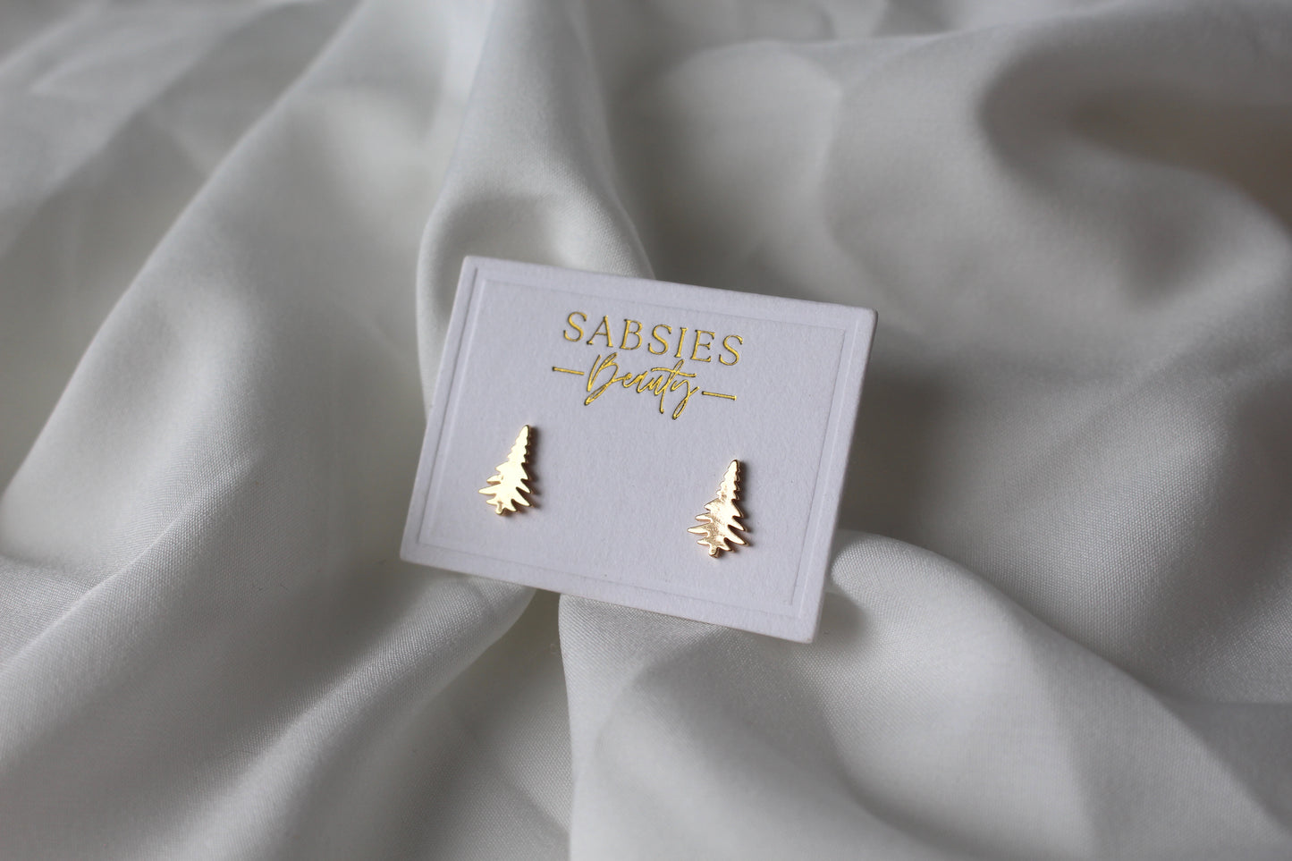 Gold Pine Tree Stud | 18k Gold Plated