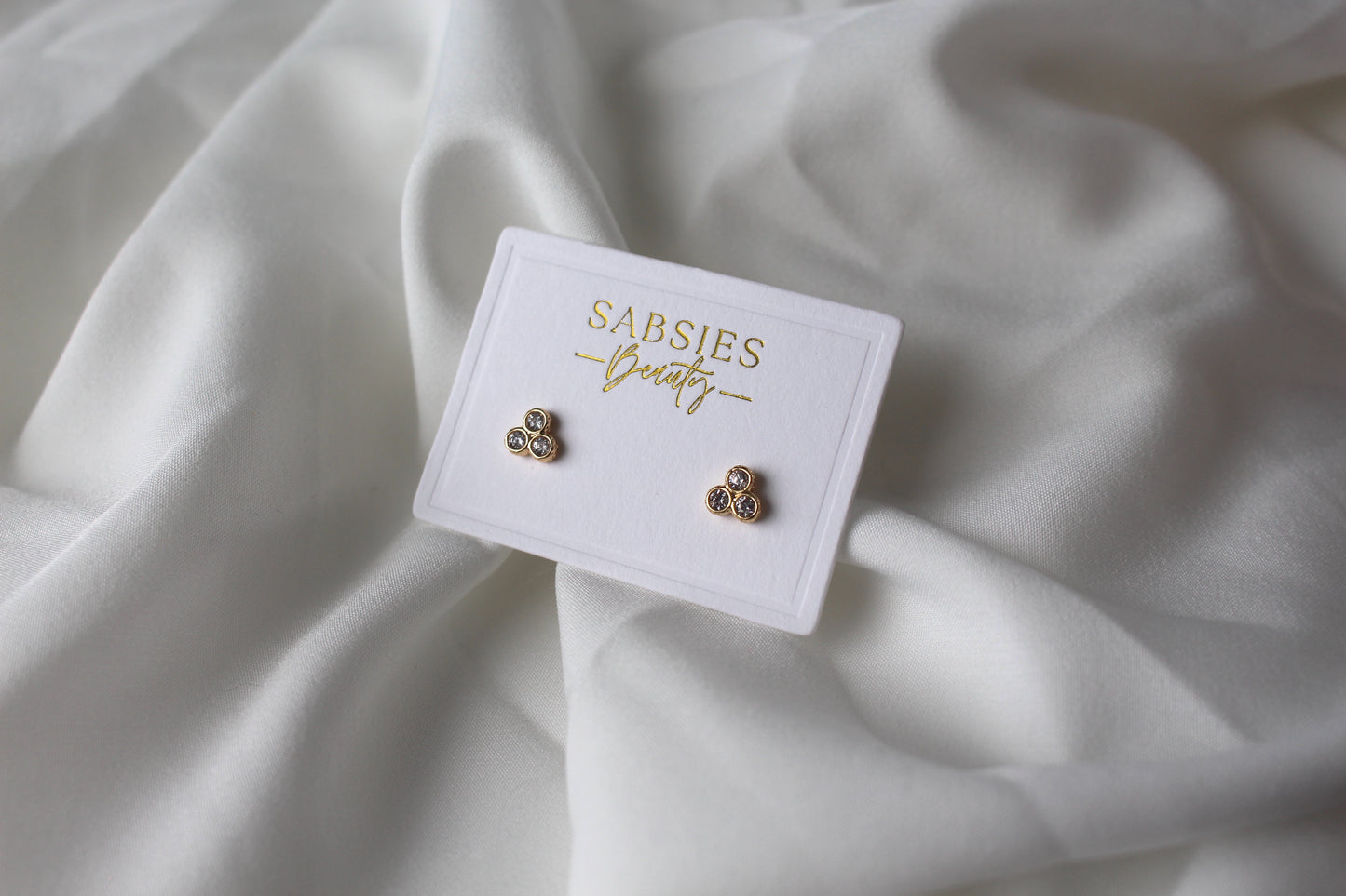 Three Dot Crystal Stud | 18k Gold Plated
