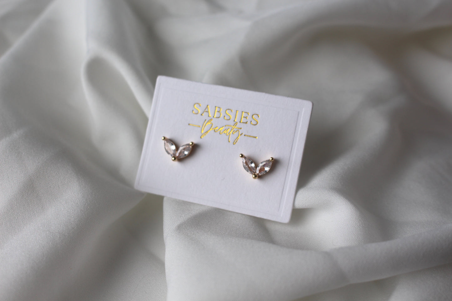 Two Crystal Stud | 18k Gold Plated
