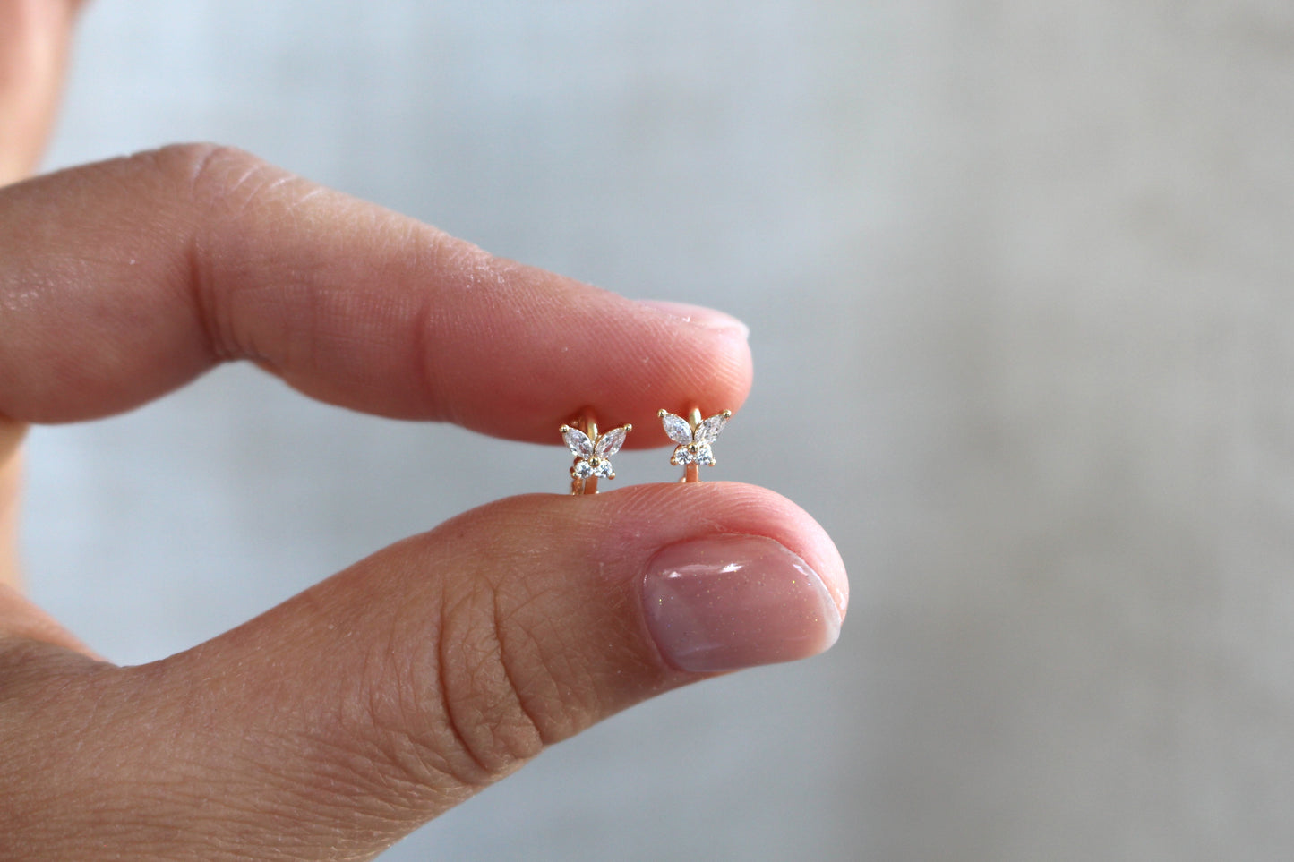 Micro Crystal Butterfly Huggie 18k Gold Plated