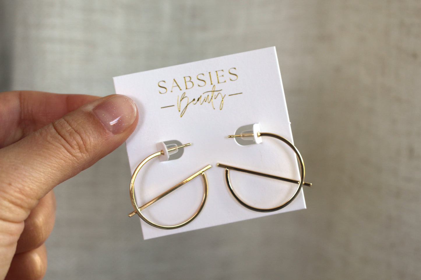 Gold Circle Bar Medium 18k Gold Plated Hoop