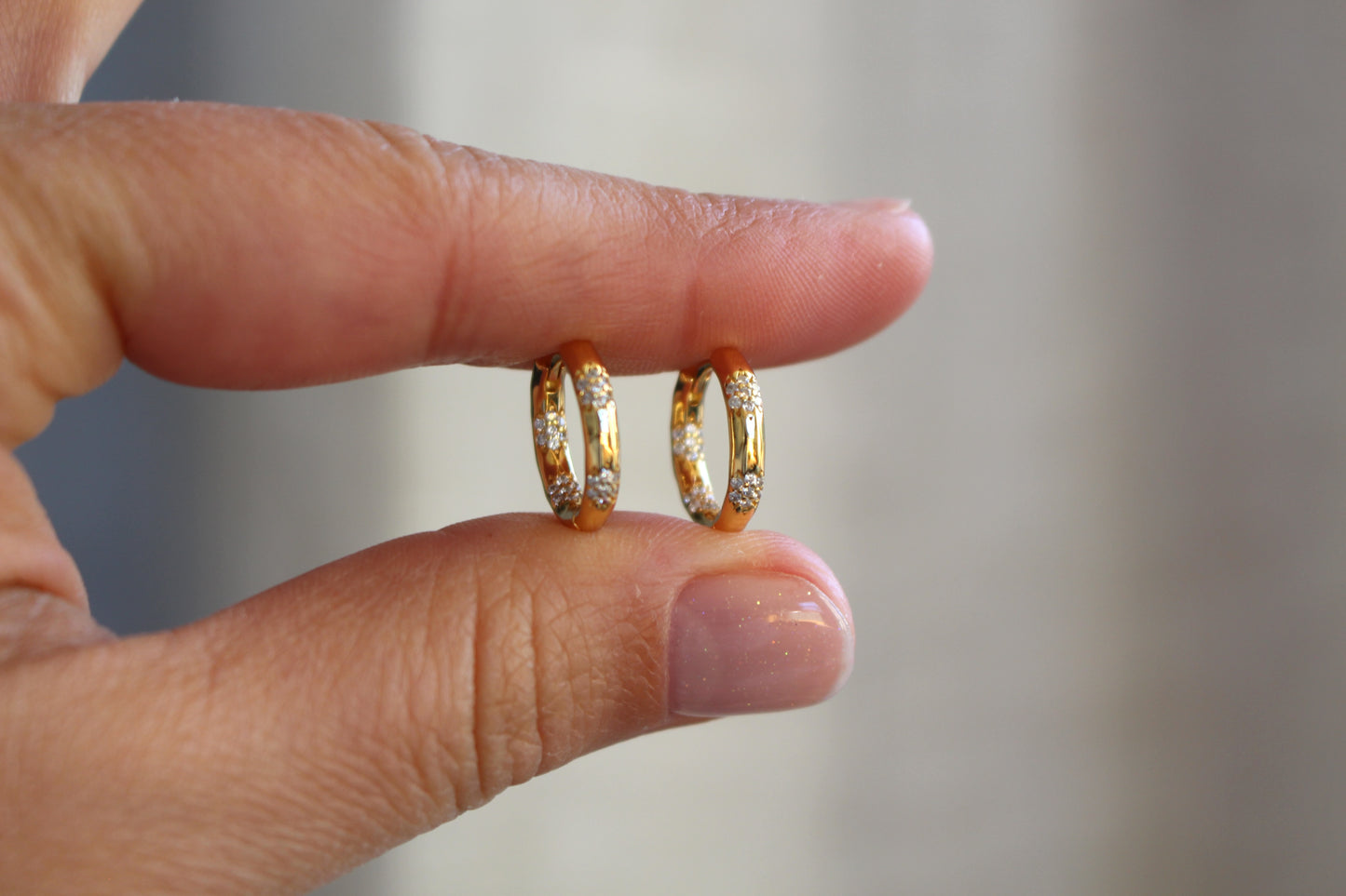 Small Flower Crystal Huggie 18k Gold Plated