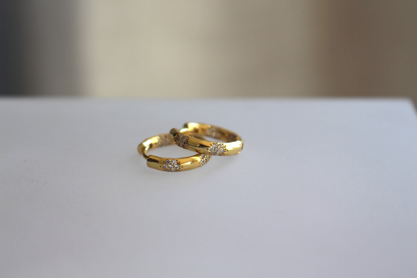 Small Flower Crystal Huggie 18k Gold Plated