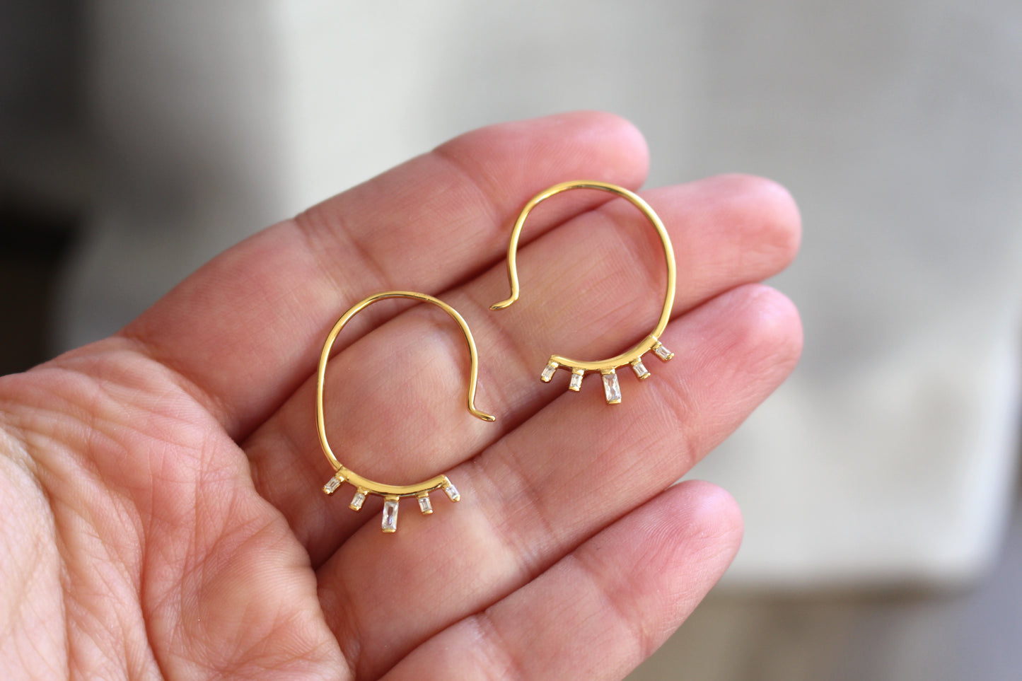 Antique Crystal C Hook 18k Gold Plated