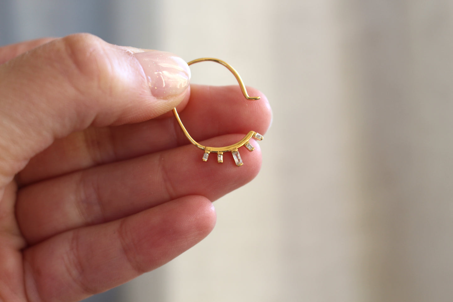 Antique Crystal C Hook 18k Gold Plated