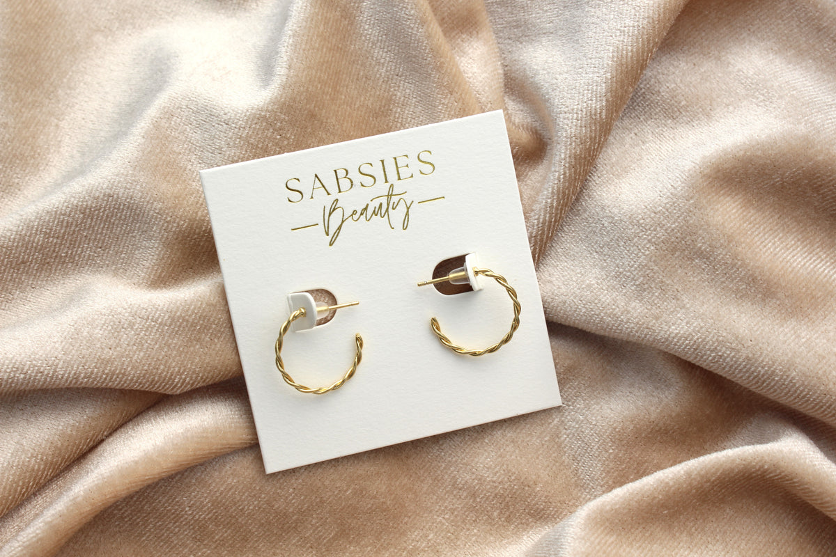 Small Slim Twisty Open Hoop 18k Gold Plated