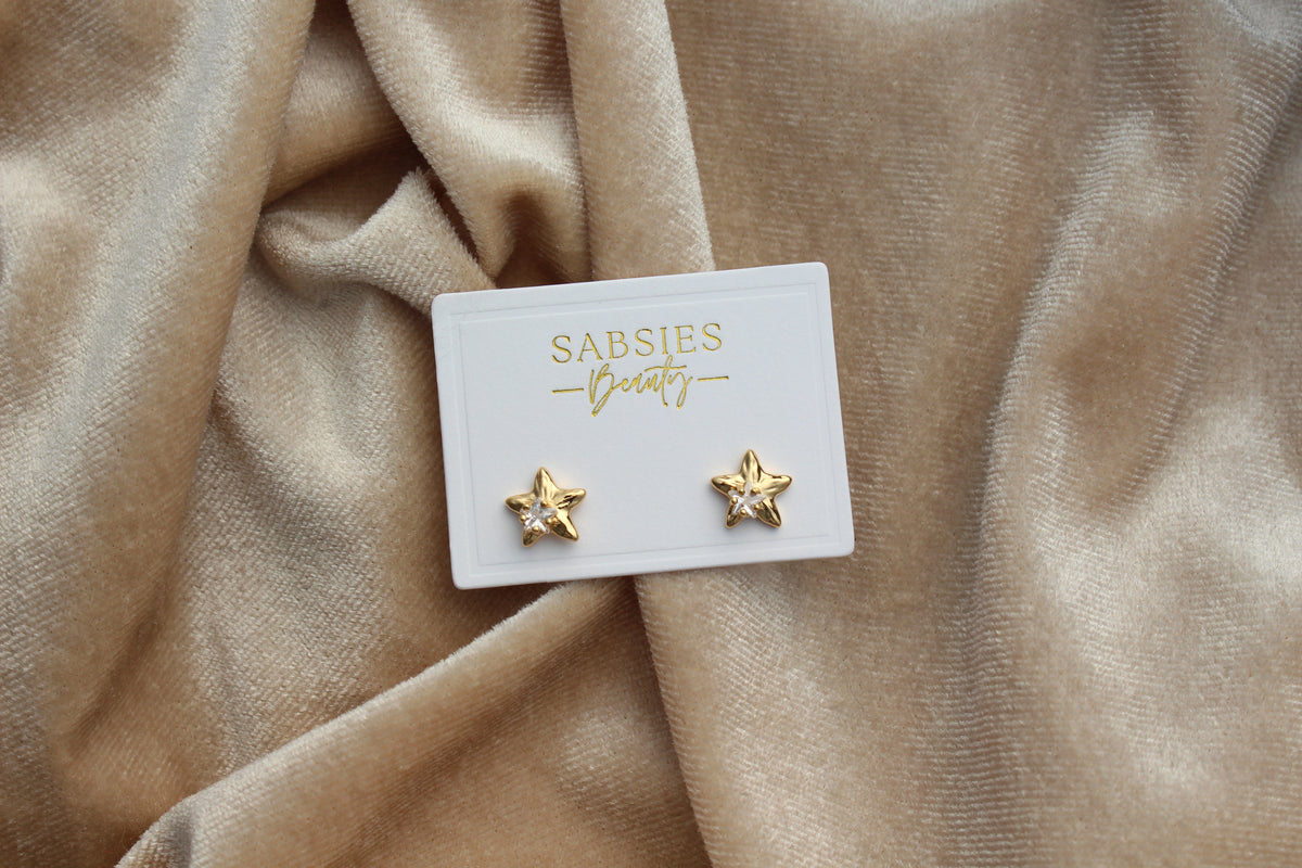 Large Star with Crystal Stud 18k Gold Plated