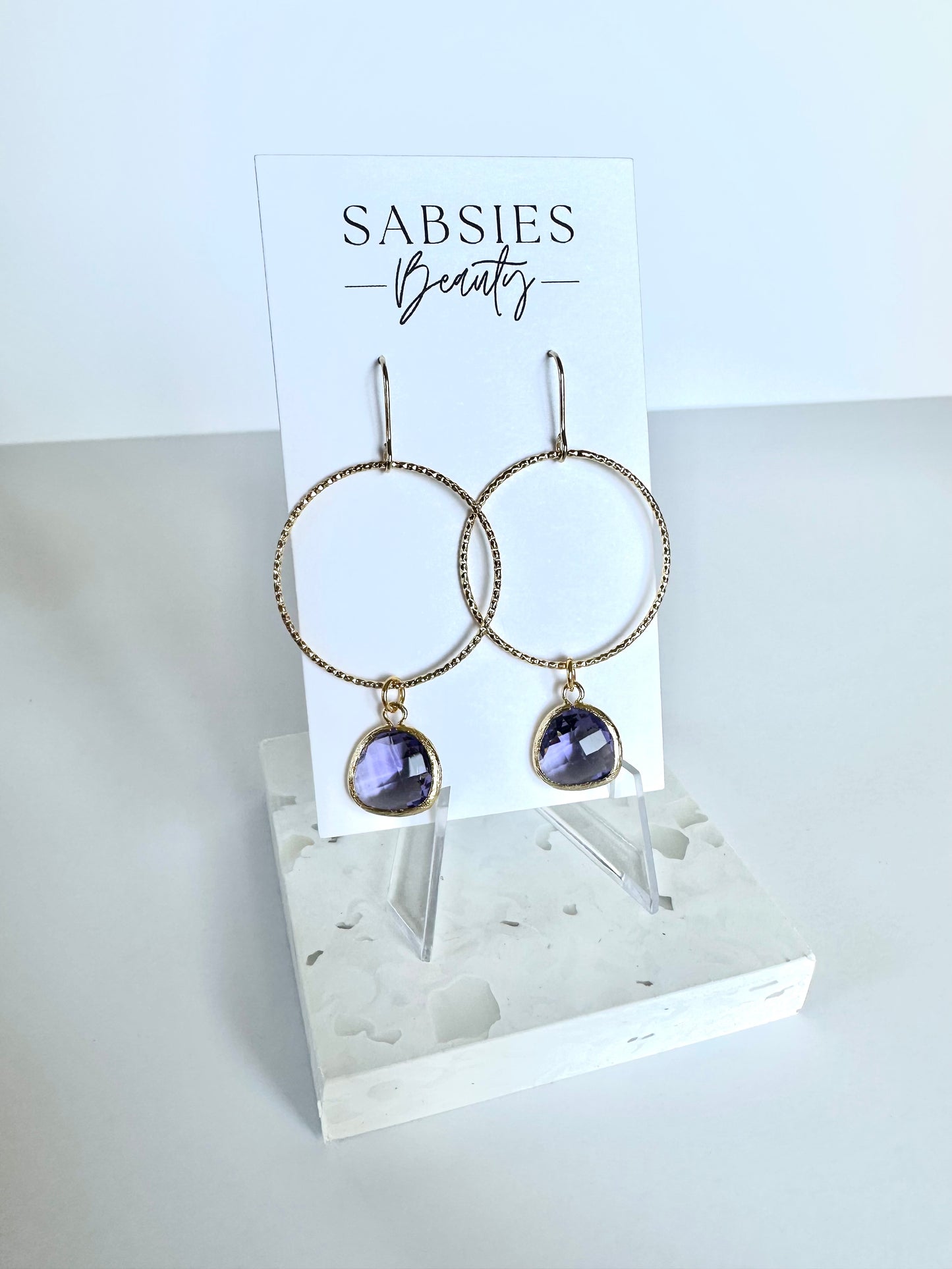 Plum Gem Dangle Hoop