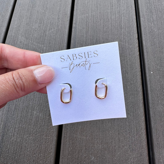 Small Rectangle 18k Gold Plated Huggie