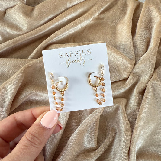 Auburn Crystal 18k Gold Plated Double Stud