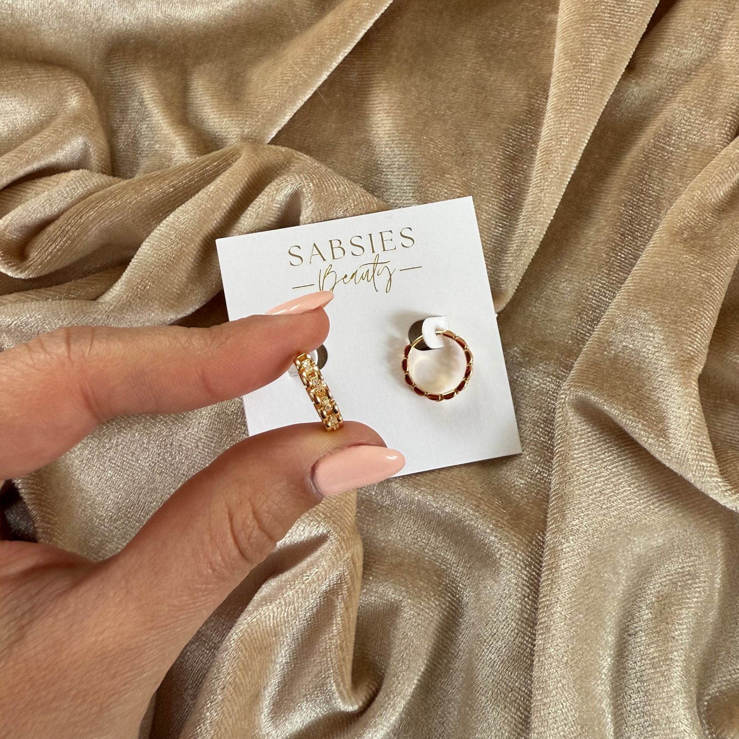 Chainlink Crystal Huggie 18k Gold Plated