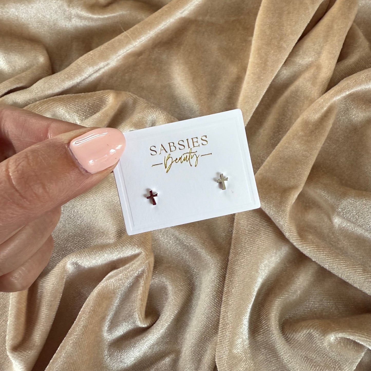 Cross Stud Rhodium Plated
