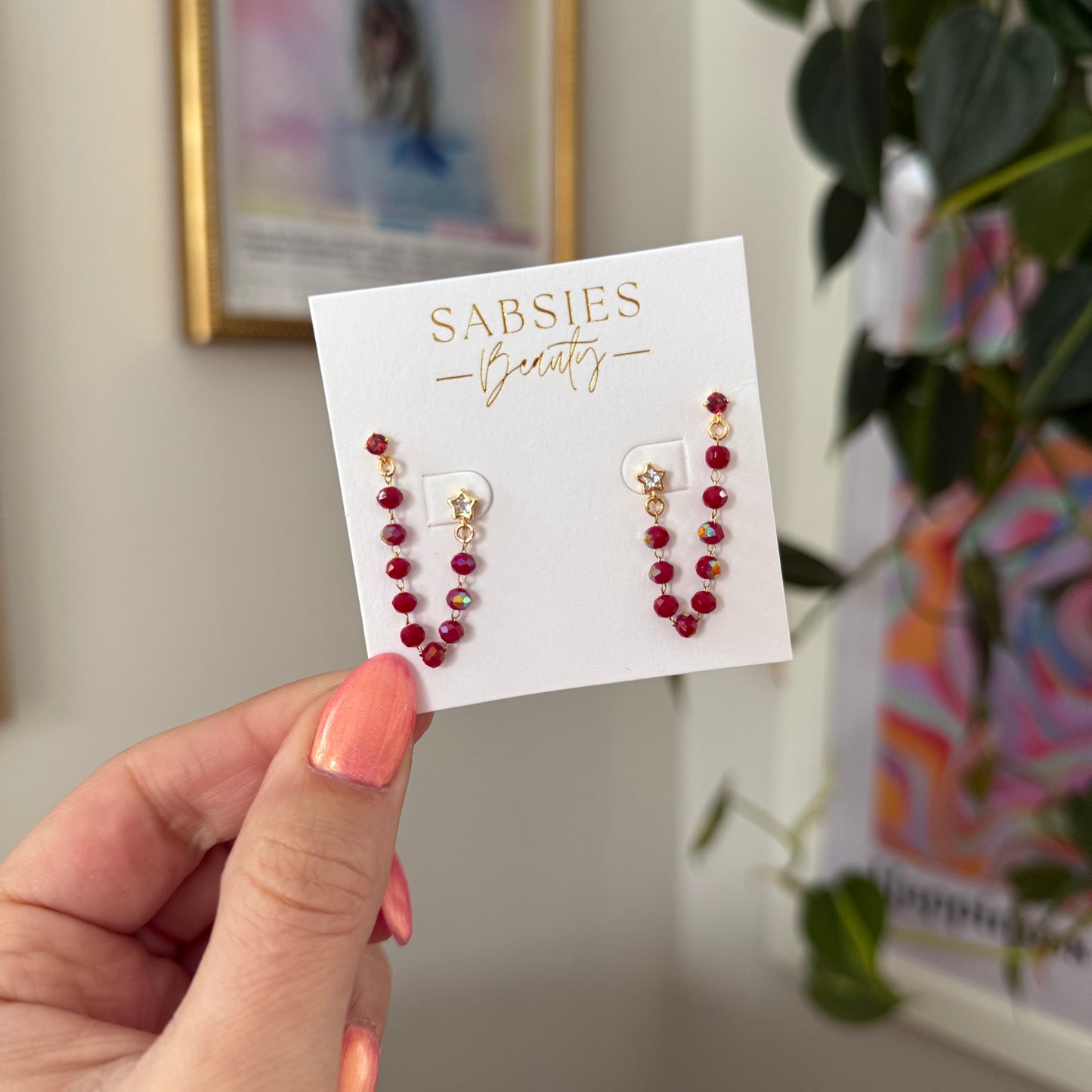 Red Crystal Star Double Stud