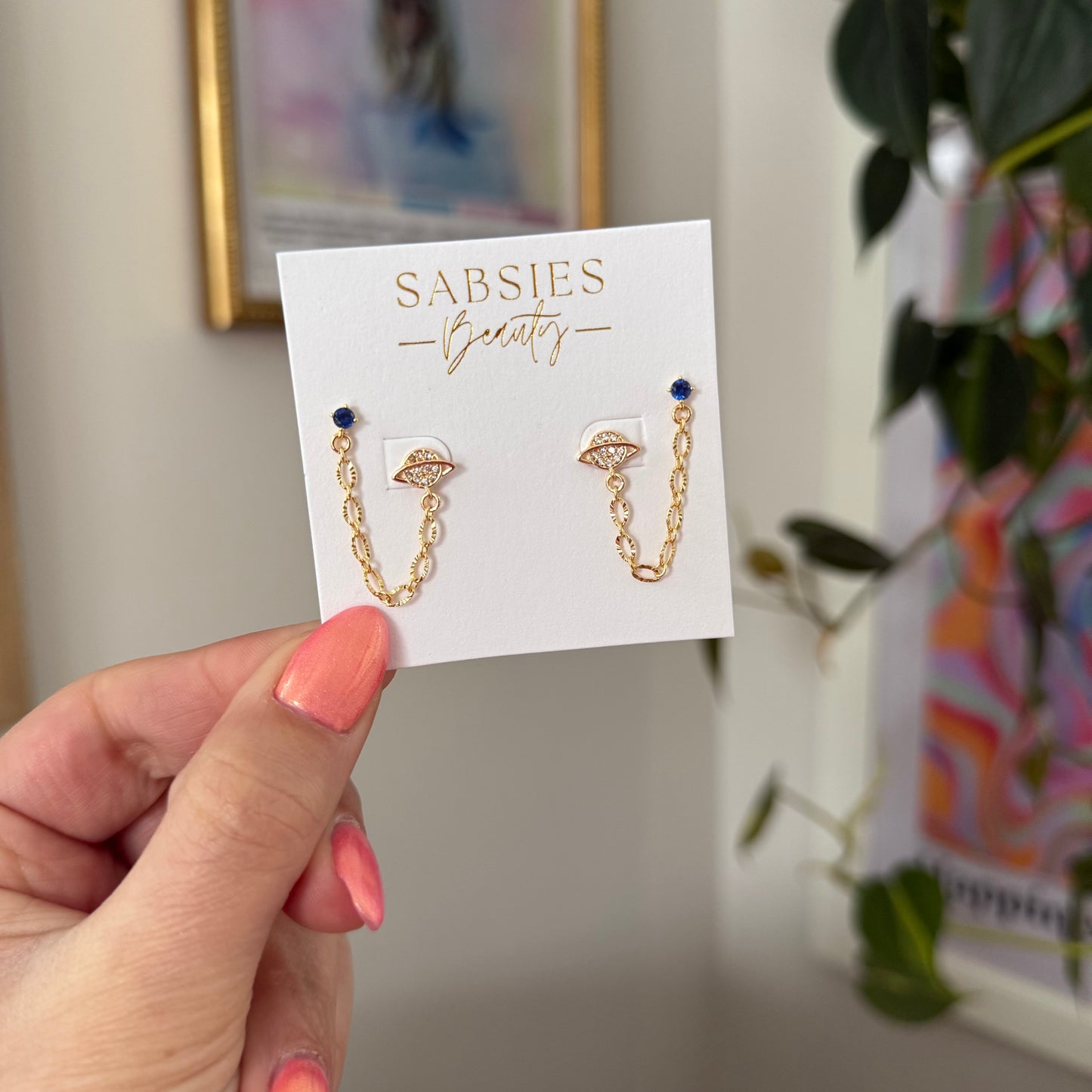 Saturn Gold and Navy Double Stud