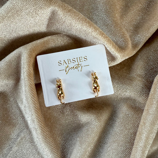 Stretchy Cats 18k Gold Plated Studs