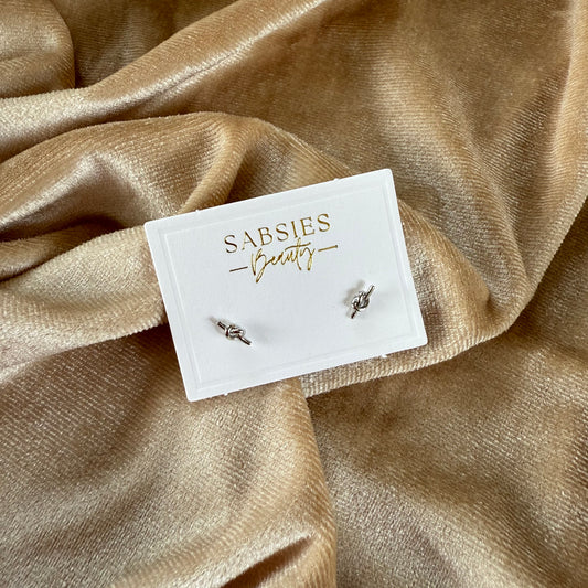 Dainty Knot Stud Rhodium Plated