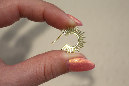 Medium Sunburst 18k Gold Plated Hoop