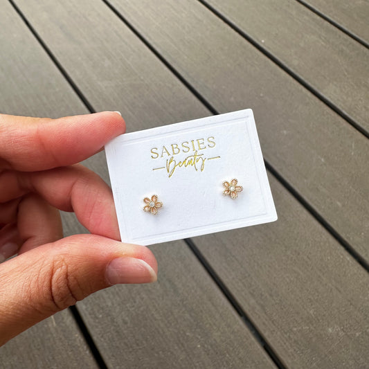 Textured Daisy Stud 18k Gold Plated