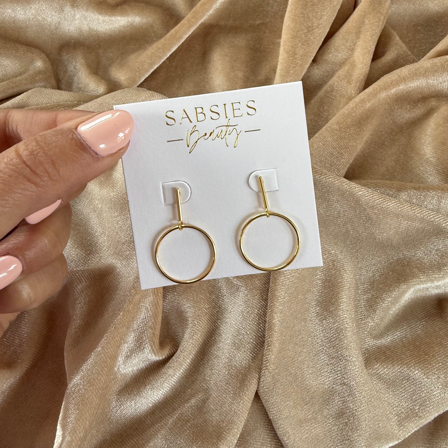 Stud Linked Circle 18k Gold Plated