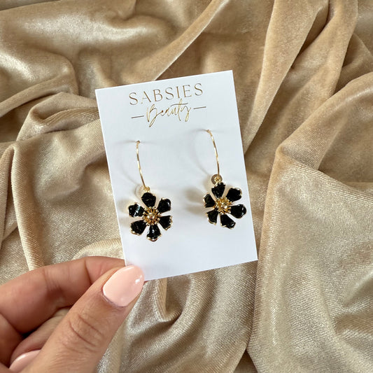 Black Sping Flower Dangle Earring