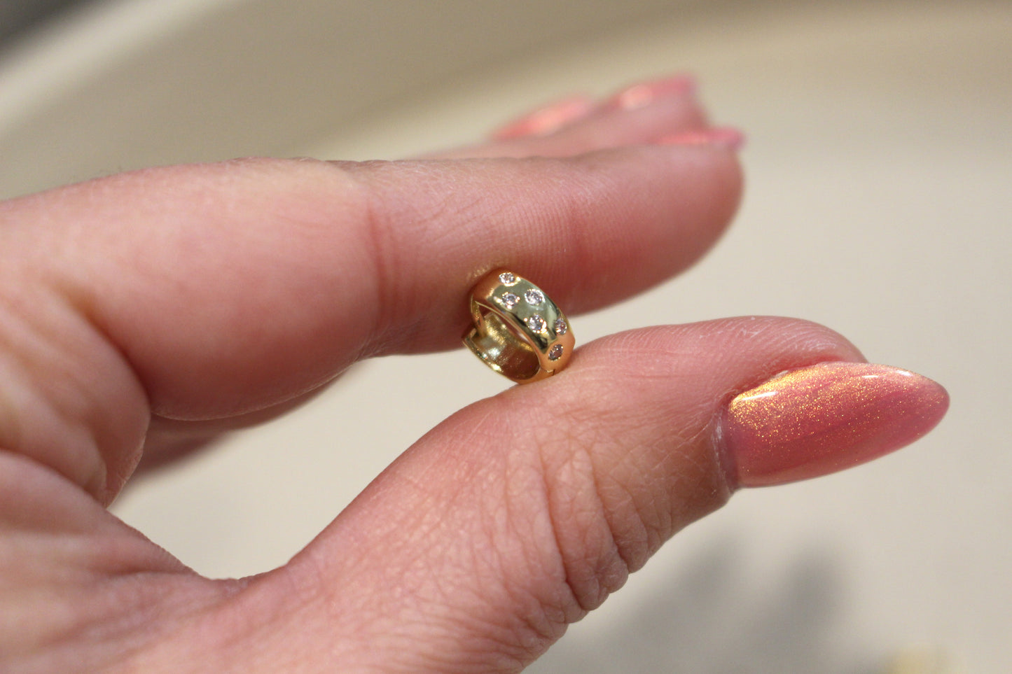 Small Cutsey Crystal 18k Gold Plated Huggie