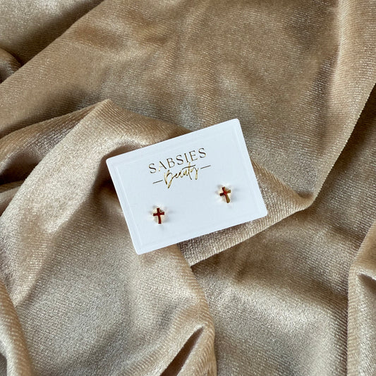 Cross 18k Gold Plated Stud