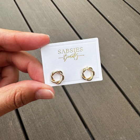 Twisty Circle 18k Gold Plated Stud