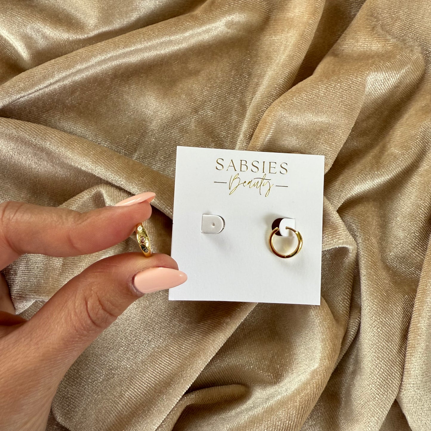 Sun Crystal Huggie 18k Gold Plated