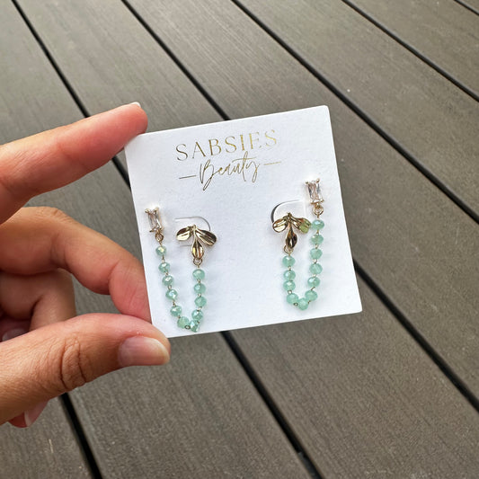 Sea Green Leaf Double Stud