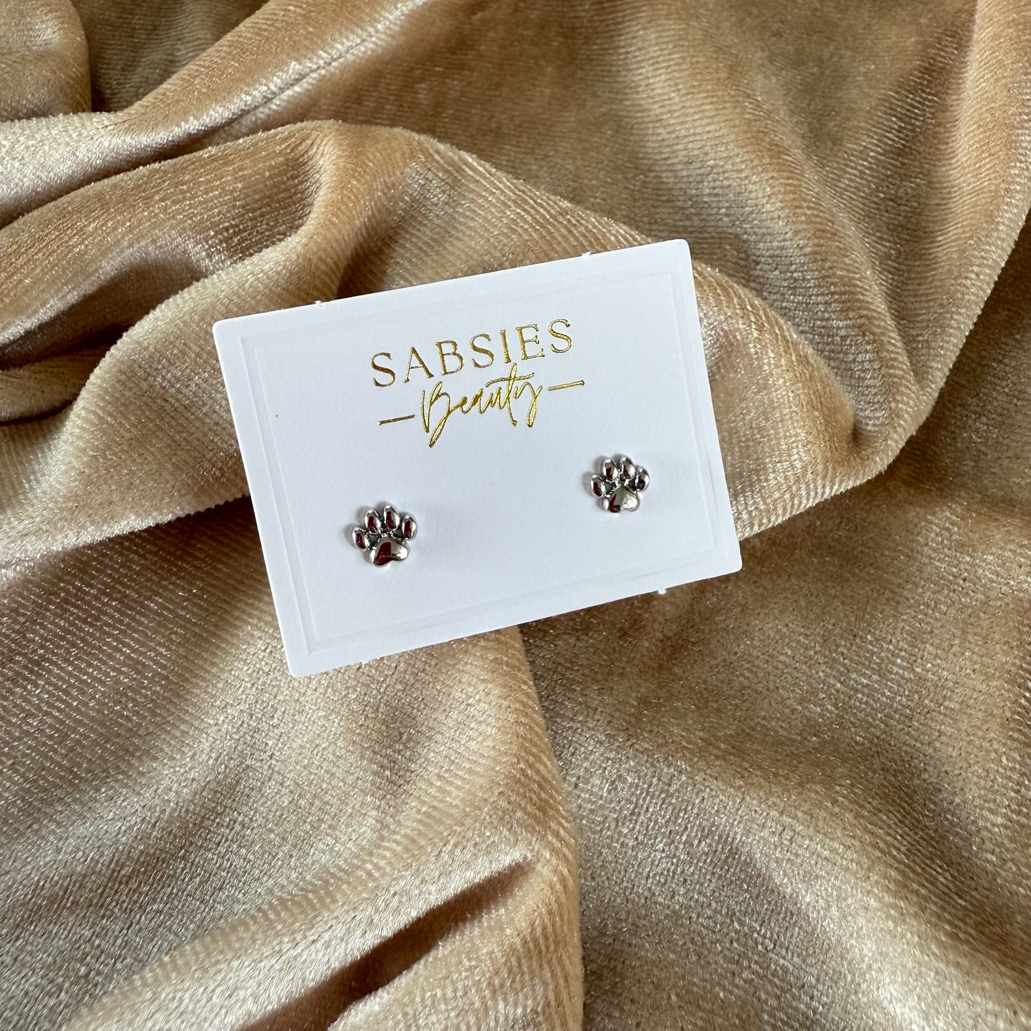 Paw Print Rhodium Plated Stud