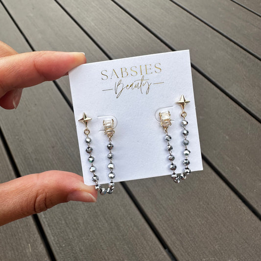 Fancy Grey Chain Double Stud
